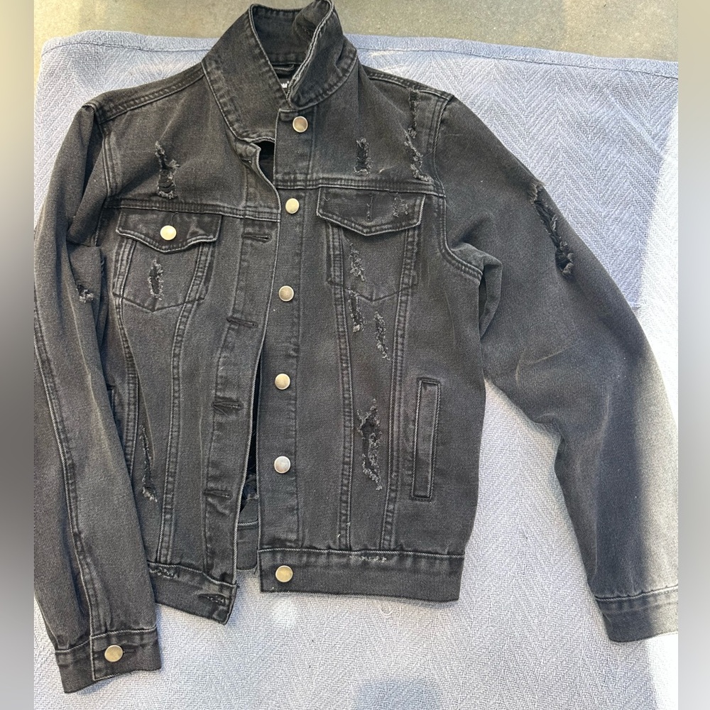 Black destroyed Jean jacket